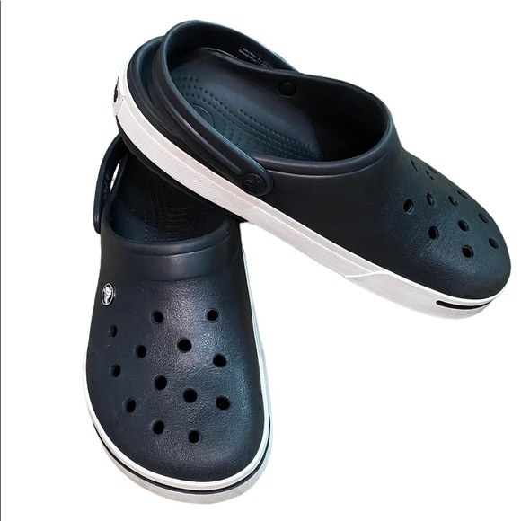 CROCS Shoes - Like New Crocs Crocband Classic Black Clogs. Unisex. Mens size 9, Women size 11.